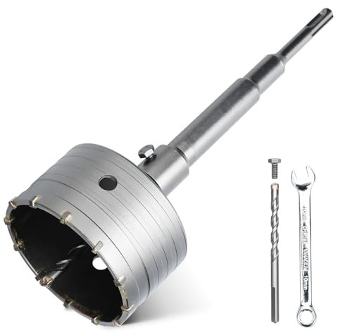 hsawbit Foret de carottage SDS de 90 mm avec tige SDS de 220 mm – Scie-cloche pour maçonnerie, mur de maçonnerie, scie-cloche pour béton, brique, mur, pierre