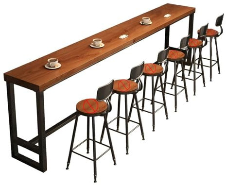 YVYKFZD Schmaler Bartisch, rechteckiger Stehtisch, Esstisch aus Massivholz mit stabilem Metallrahmen, Bistrotisch im Bauernhausstil, nur Tisch(140x60x105cm/55.1x23.6x41.3)