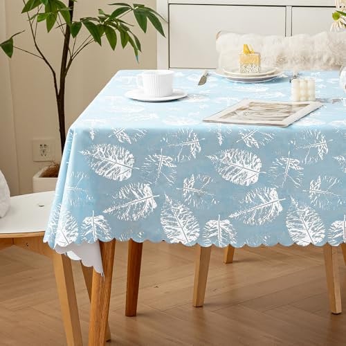 meioro Polyester Tischdecke, Abwaschbar Lotuseffekt Tischtuch, 100x160cm Rechteck Wasserabweisend Tischtücher, Wasserdicht Dekorative Tischabdeckung Schutz für Haus Küche Picknick Dekorationen(Blau)