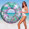 HeySplash Pool Schwimmring Erwachsene, 42 Zoll Groß Schwimmreifen mit Griff, Aufblasbar Wasserspielring, Hawaii Spaß Schwimmen Spielzeug Float Fluss Pool Strand See Party Dekoration, Rosa+Grün Blätter