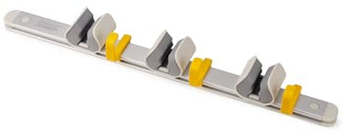 Joseph Joseph CleanTech Cleaning Utility Tool Storage Organiser Rail with 3 Adjustable Grips and 3 Hooks, Silver