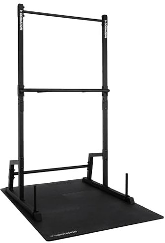 GORNATION Pull Up Station, Klimmzugstange, Freistehender Power Tower, Klimmzugstation, Kraftturm für Zuhause, Fitness Rack, für Klimmzüge & Calisthenics (Schwarz, Mit Dip-Erweiterung + Bodenmatten)