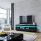 TV Unit,High Gloss TV Stand Cabinet with RGB LED 150cm,5 Drawers Storage, Open Shelf & Hidden Top Compartment, Modern Media Console for Gaming Setup & Living Room, Black