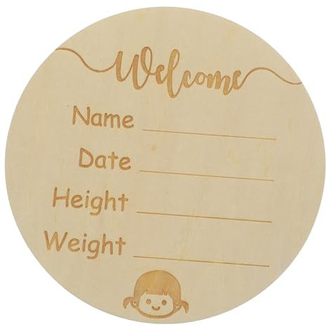 HAPINARY Holzschild Zur Geburtserkündigung Rund Für Neugeborene Namensschild Fürs Kinderzimmer Geburtserinnerungsschild Aus Natürlichem Holz Personalisiertes Babyankündigungsschild