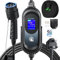 Evjuicion EV Charger Cable Type 2 to 3 Pin Plug, 10M 3.3kW Electric Car Charger, 6/8/10/13A Adjustable Type 2 Charging Cable, 12 Hours Delay Timer, with Bag & 2.4 Display for Type 2 EV & PHEV