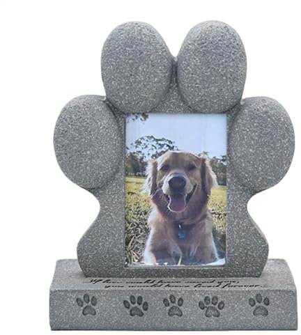 GkgWuxf Haustier-Gedenksteine für Hunde,Haustier-Gedenkstein, Hund Gartenstein Harz Pfotenförmiger Grabstein für den Außenbereich, Fotorahmen, wetterfester Katzen-Gedenkstein für Hunde oder Katzen