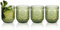 Qudubuy Juego de vasos de vidrio de 360 ml, diseño floral vintage en relieve, vasos resistentes para agua, jugo, cerveza, whisky, cócteles (verde)