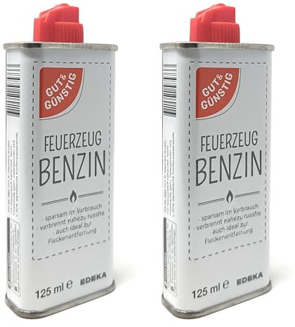 2 mecheros de gasolina Gut & Günstig, 125 ml, con válvula de plástico
