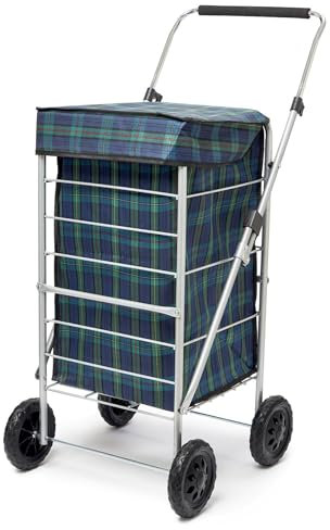 60L 4 Wheel Shopping Trolley with Lightweight Steel Frame, Adjustable Height Handle and Sturdy 4 Wheel Balance with Effortless Control
