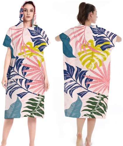 LOMTRATS Doppelseitige Mikrofaser mit Taschen, schnelltrocknender Bademantel mit Kapuze für Damen und Herren, Sporthandtücher für Schwimmer, Strand, Surfen, Zuhause, Baden