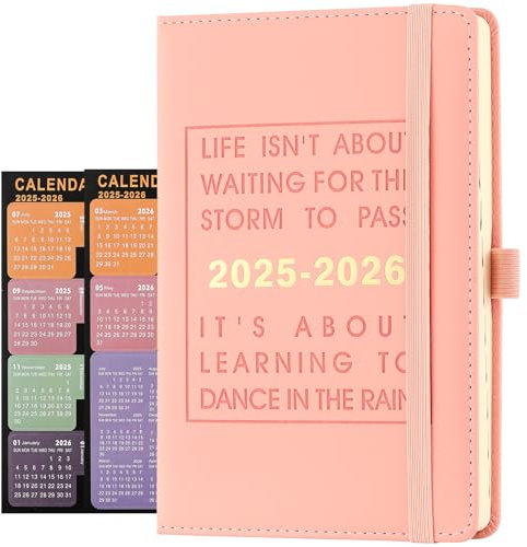Agenda académique journalier 2025-2026, de juillet 2025 à juin 2026, meilleur agenda et calendrier quotidien pour augmenter la productivité et la gratitude, 14,5 x 21,5 cm (rose)
