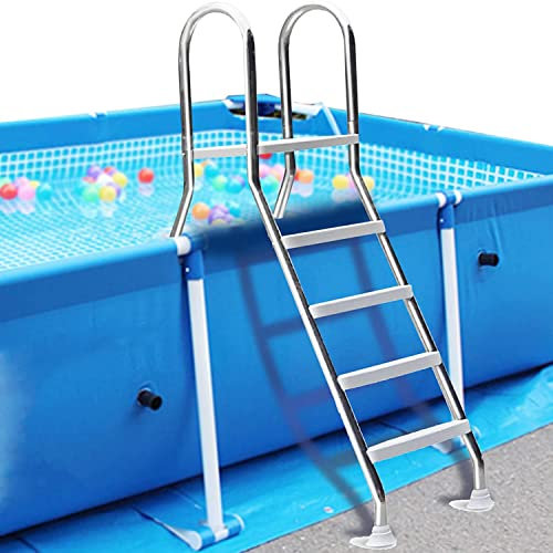Aufstellpoolleiter, Poolleiter aus Edelstahl 304, Poolstufen, Poolzubehör aus Metall, für Aufstellpools, 4 Stufen (4 Stufen)