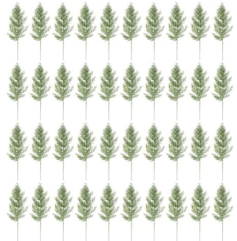 Paquete de 40 coronas de ramas de árbol de Navidad, decoración de Navidad, suministros de fiesta, ramas de pino, ramas de pino falso