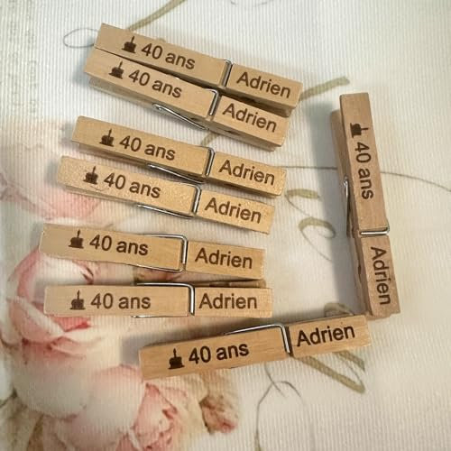 50 Stück Personalisierte Mini-Wäscheklammern Aus Holz Mit Gravur, Mit Namen Und Datum Verzierte Holzklammern For Basteln, Individuell Gravierte Wäscheklammern For Hochzeitsparty, Babyparty/Geburtstag(
