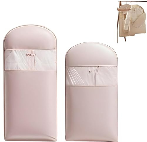 2 PCS Compression Storage Bags, Space Saving Storage, Hanging Vacuum Bags, Garment Bag, Clothes Bags Hanging, Includes One Medium and One Long Size for Seasonal Clothing Protection