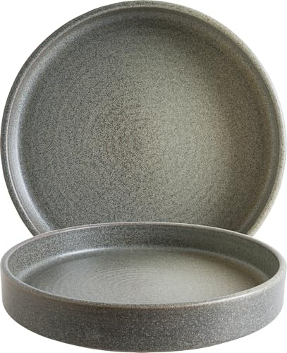 Bonna Hornfels Ripple tiefe Stapelteller 23 cm – 6er Set, 865 ml | Graues Porzellan | Mikrowellen- & Spülmaschinengeeignet | Modernes Geschirr für Alltag & Gastronomie | Art.-Nr. HORRPL23JO