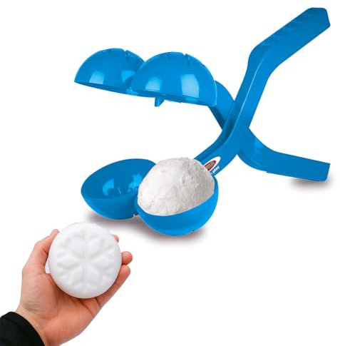 JAMARA 461147 Snow Play Schneeballzange Duo 38cm - Kinder Schneeball Snow Zange, Schneekugel Maker, Geschenkidee für Jungen und Mädchen, Schneebälle in Sekunden Formen, Blau
