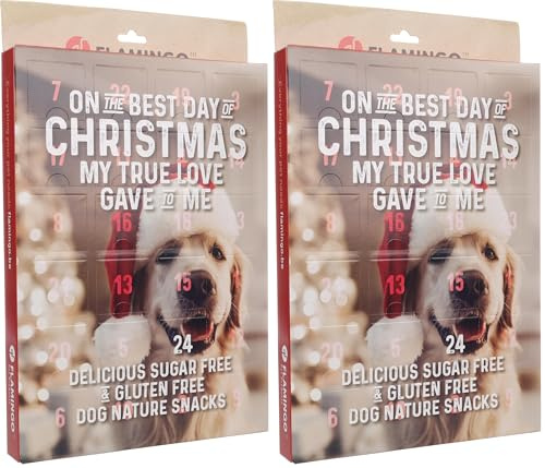Adventskalender Hund – Nature Snack – 24 natürliche Leckerlis – glutenfrei – ohne Zuckerzusatz – Flamingo (Packung mit 2)
