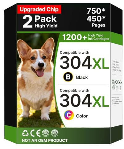 WISETA 304 XL Druckerpatronen für HP 304 druckerpatronen Schwarz und Farbe | 304XL,2pack,patronen,schwarz,multipack,kompatibel mit Original,tintenpatronen,für HP 304 druckerpatronen,für HP 2620