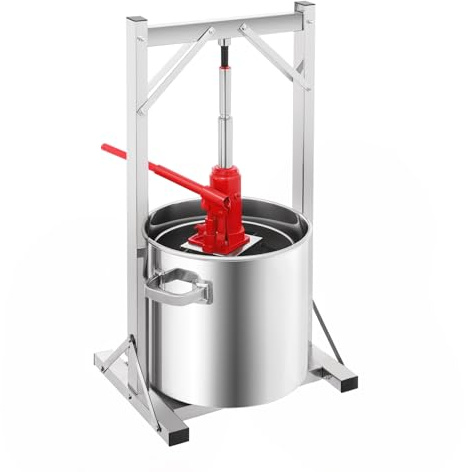 22L Hydraulische Obstpresse, 3T 304 Edelstahl Fruchtpresse Weinpresse mit Filterkorb, Manuelle Beerenpresse Saftpresse Gemüsepresse für Hausbrauen, Weinkellerei, Saftgewinnung aus Äpfeln, Beeren, Honi