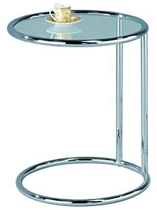 ASPECT Mia Round Side Coffee End Sofa Table, Chrome/Clear, 45x45x52 cm