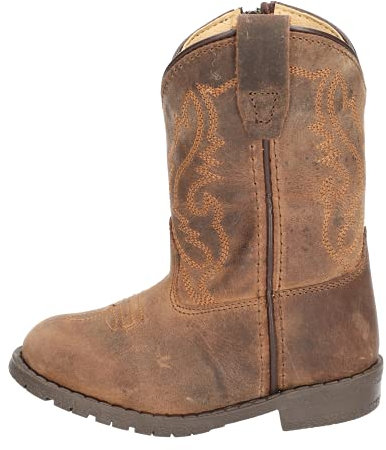 Stivali da montagna Smoky | Hopalong Series | Stivali Western per bambini | Pelle con punta a U | Suola TPR & Tacco da passeggio | Fodera artificiale | Design invecchiato
