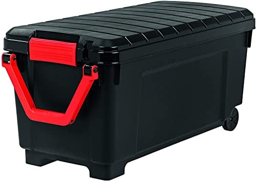 Iris Ohyama, Large Storage Boxes with Lids, Garage Storage Boxes, Closing Clips, 170L/1Pack, BPA Free, W104 x D50 x H50cm, SIA-1000, Black