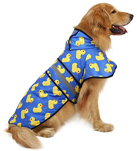 HDE Dog Raincoat Hooded Slicker Poncho for Small to X-Large Dogs and Puppies (Rubber Ducks, X-Large)