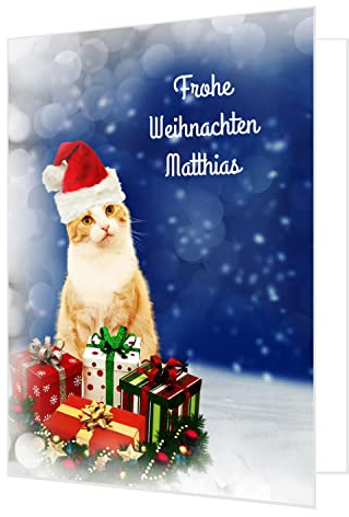 Extra große Weihnachtskarte, Klappkarte, XXL DIN A4. Mit Name und Ihrem Wunschtext. Inklusive Umschlag.