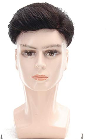 Herren-Haarteil Echthaar Toupet Perücke, Virgin Hair Topper Haarteile für Männer, 17,8 x 20,1 cm Mono