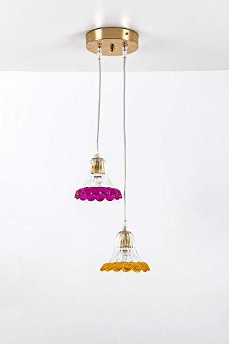 Suspension en verre de Murano 2 lumières en cristal et multicolores