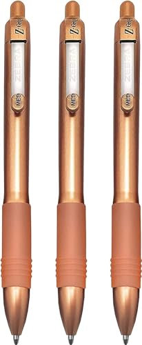 Zebra - Z-Grip Smooth Retractable Ballpoint Pen - 1.0mm - Rose Gold Barrel - Black Ink - Pack of 3