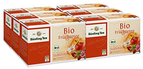 Bünting Tee Früchtetee 6er Pack – Bio Früchtetee – 6 x 20 Teebeutel