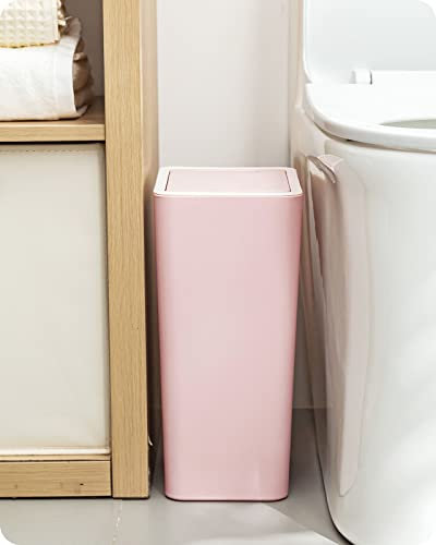 Baffect Petite poubelle avec couvercle - Corbeille de salle de bain - Essentiels pour chambre à coucher, bureau, université - 8 l (rose)