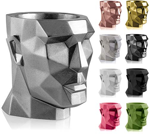 CONCRETTE Apollo Pot de Fleurs en béton Argenté Diamètre 14 cm Pot de Fleurs en Ciment Fait Main dans l'UE