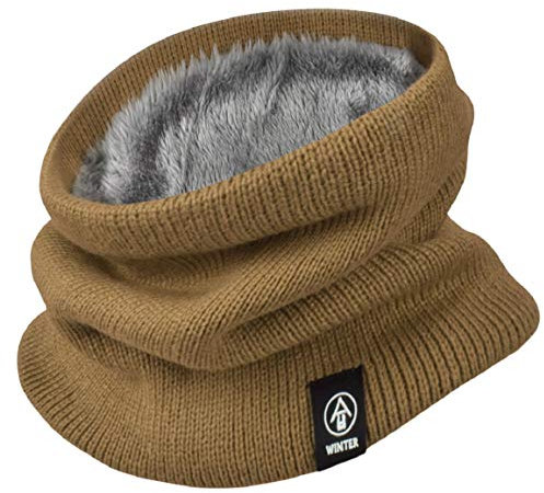 Yuson Girl Schlauchschal Damen Herren Winter Halsschlauch Dick Fleece Halswärmer Fleece Loop Schal Unisex Innenfutter Neckwarmer Multifunktionstuch Strickschal für Outdoor(Khaki)