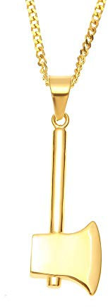 GYXYZB High Polished Mens Stainless Steel Punk Hatchet Pendant Necklace Classic Men Jewelry With 3mm 24 Inch Cuban Chain