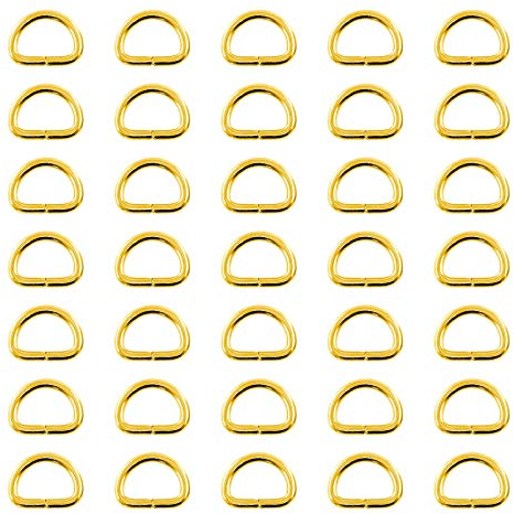 Swpeet 150 Stück 5/8 Zoll – 15 mm Gold Mehrzweck-Metall D-Ring halbrunder D-Ring für Hardware Taschen Ring Hand DIY Zubehör (Gold, 5/8 Zoll)