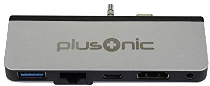 Plusonic Docking Adapter/Hub für Surface Go, 5in1: USB 3.0/RJ45 Netzwerk/Type-C/HDMI/AUX, PSUC0165