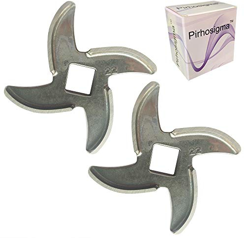 Pirhosigma - 2 coltelli per tritacarne in acciaio inox, taglia 22, per utensili elettrici o manuali
