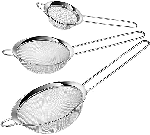 Pack 3 Colador Acero Inoxidable 12cm y 10cm y 8cm/ Colador Cocina/Colador Acero Malla Fina/Juego de Colador Acero Inoxidable Redondo Microperforado 12cm y 10cm y 8cm Pack 3