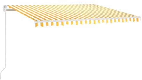 vidaXL Tenda da Sole Retrattile Automatica 450x300 cm Gialla e Bianca