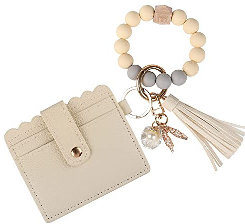 Guran Bracelet porte-monnaie, porte-cartes, porte-monnaie, porte-monnaie, porte-clés pour femme, blanc, 14 cm