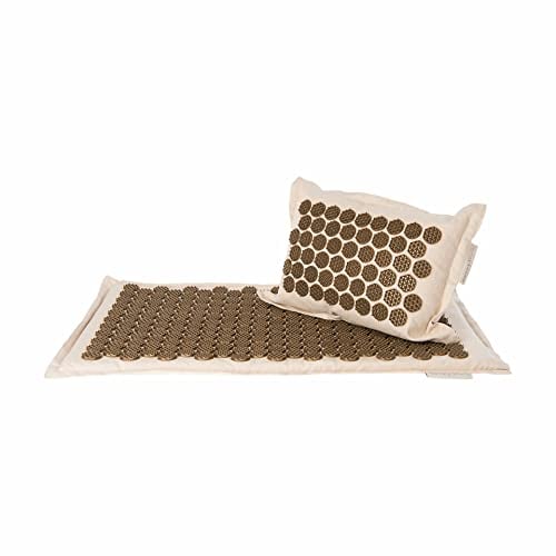 ARTZT vitality Akupressurmatte und Kissen | Rücken, Nacken, Kopf und Füße entspannen | Massagematte aus natürlichen Materialien | Wellness für zu Hause Beige, OneSize