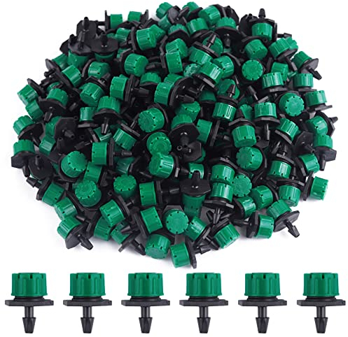 EBANKU 200 Stueck Einstellbare Bewaesserung Sprinkler, Einstellbare Micro Drip BewäSserungssprinkler BewäSserungstropfer Sprinkler, Emitter Tropfsystem FüR Blumenbeete, GemüSegäRten (Dunkelgrün)