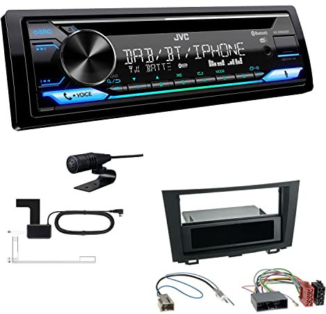 JVC KD-DB922BT 1-DIN Autoradio CD-Receiver Bluetooth DAB+ Digital Radio Einbauset passend für Honda CR-V III 2006-2012 schwarz