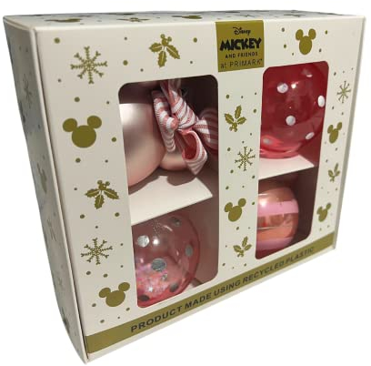 Mickey Mouse Weihnachtskugeln, Rosa, 4 Stück