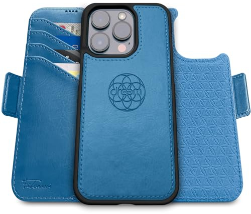 dreem Fibonacci compatibile con iPhone 15 Pro Max custodia a portafoglio/custodia antiurto 2 in 1 e folio in pelle vegana staccabile, compatibile con MagSafe, protezione RFID [Ardesia]