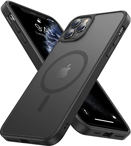 Noonin Starke magnetische Schutzhülle für iPhone 11 Pro Max, [kompatibel mit MagSafe] schützende, stoßfeste Schutzhülle für iPhone 11 Pro Max 6,5 Zoll (16,5 cm) (schwarz)