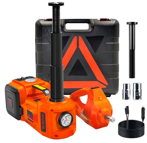 E-HEELP Hydraulic Electric Car Jack Kit 5Ton 12V Car Jack Lift (Lifting Range: 6.1~20.86 inch) with Electric Impact Wrench for SUV MPV Sedan Truck Change Tires Garage Repair